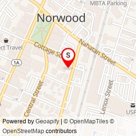 Broadway Pizza and Grill on Cottage Street East, Norwood Massachusetts - location map
