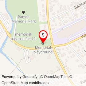 Memorial playground on Eastern Avenue, Dedham Massachusetts - location map