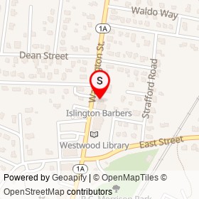 Westwood Tailor Shop on Washington Street, Westwood Massachusetts - location map
