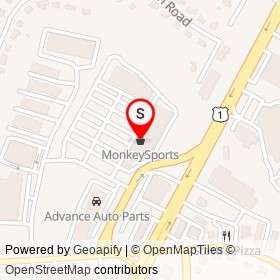 MonkeySports on Boston-Providence Turnpike, Norwood Massachusetts - location map