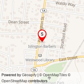 Islington Barbers on Washington Street, Westwood Massachusetts - location map