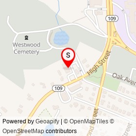 Blue Orchid on High Street, Westwood Massachusetts - location map
