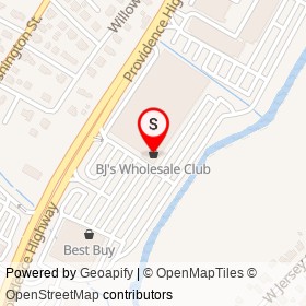 BJ's Wholesale Club on Providence Highway, Dedham Massachusetts - location map