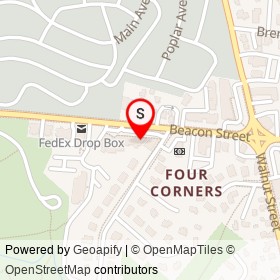 4 Corners Pizza on Beacon Street, Newton Massachusetts - location map