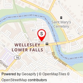Wellesley North End Pizza on Washington Street, Wellesley Massachusetts - location map