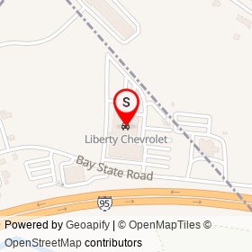 Liberty Chevrolet on Bay State Road, Wakefield Massachusetts - location map