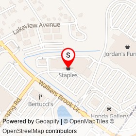 Staples on Walkers Brook Drive, Reading Massachusetts - location map