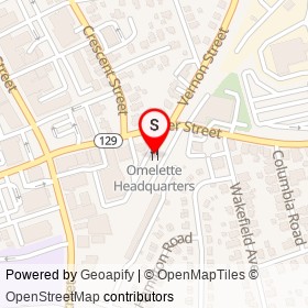 Omelette Headquarters on Water Street, Wakefield Massachusetts - location map
