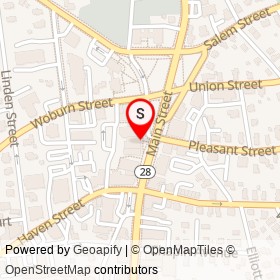 Town Pizza on Main Street, Reading Massachusetts - location map