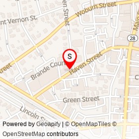 Chief's Baber Shop on Haven Street, Reading Massachusetts - location map