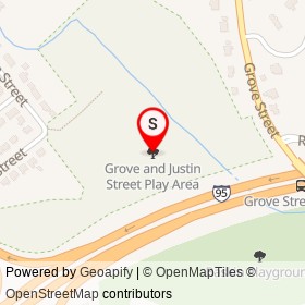 Grove and Justin Street Play Area on , Lexington Massachusetts - location map