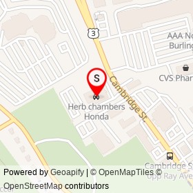 Herb chambers Honda on Cambridge Street, Burlington Massachusetts - location map