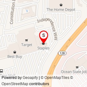 Staples on Independence Way, Danvers Massachusetts - location map