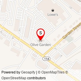 Olive Garden on Andover Street, Danvers Massachusetts - location map