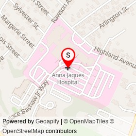 Anna Jaques Hospital on Highland Avenue, Newburyport Massachusetts - location map