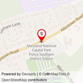 Maryland National Capital Park Police Southern District Station on Allentown Road, Camp Springs Maryland - location map