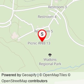 Picnic Area 14 on Upland Trail, Kettering Maryland - location map
