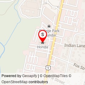 Honda on Baltimore Avenue, College Park Maryland - location map