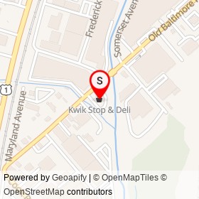 Kwik Stop & Deli on Old Baltimore Pike, Beltsville Maryland - location map