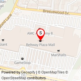 Beltway Plaza Mall on Greenbelt Road, Greenbelt Maryland - location map