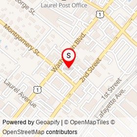 Camelot Liquor on Little Montgomery Avenue, Laurel Maryland - location map