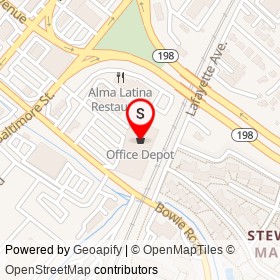 Office Depot on Bowie Road, Laurel Maryland - location map