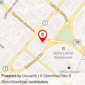 CVS Pharmacy on Baltimore Avenue, Laurel Maryland - location map