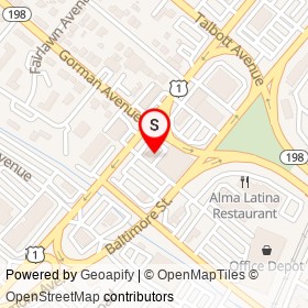 Five Guys on Baltimore Avenue, Laurel Maryland - location map