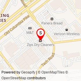 Zips Dry Cleaners on Tech Road, Silver Spring Maryland - location map