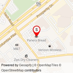 Panera Bread on Tech Road, Silver Spring Maryland - location map