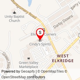 Cindy's Spirits on Montgomery Road, Elkridge Maryland - location map