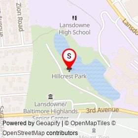 Hillcrest Park on , Lansdowne Maryland - location map