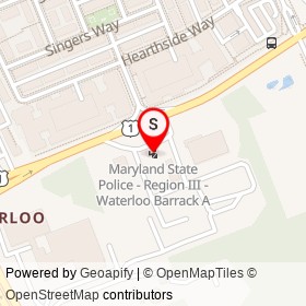 Maryland State Police - Region III - Waterloo Barrack A on Washington Boulevard,  Maryland - location map