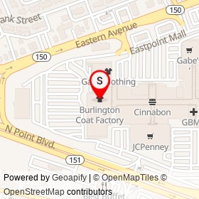 Burlington Coat Factory on Eastpoint Mall, Eastpoint Maryland - location map