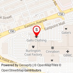 Gallo Clothing on Eastpoint Mall, Eastpoint Maryland - location map