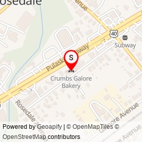 Crumbs Galore Bakery on Pulaski Highway, Rosedale Maryland - location map