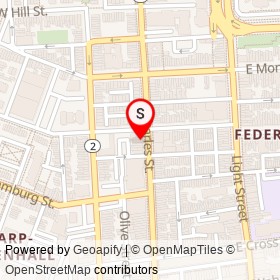Metropolitan Coffeehouse and Wine Bar on South Charles Street, Baltimore Maryland - location map