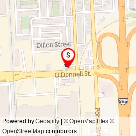 BP on O'Donnell Street, Baltimore Maryland - location map