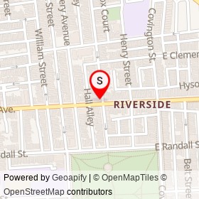 Riverside Cleaners on Riverside Avenue, Baltimore Maryland - location map