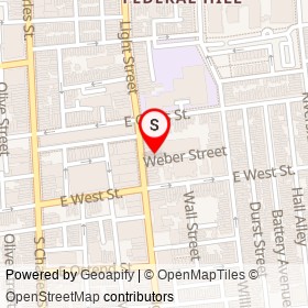 Light Street Cafe on Light Street, Baltimore Maryland - location map