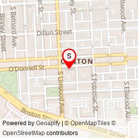 Pizza & Wings Factory on O'Donnell Street, Baltimore Maryland - location map