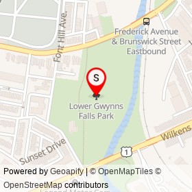 Lower Gwynns Falls Park on , Baltimore Maryland - location map