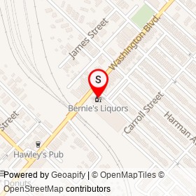 Bernie's Liquors on Washington Boulevard, Baltimore Maryland - location map
