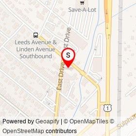 Apex Mini Mart on East Drive, Arbutus Maryland - location map