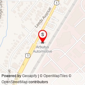 Arbutus Automotive on Southwestern Boulevard, Arbutus Maryland - location map