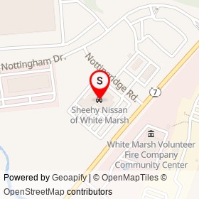 Sheehy Nissan of White Marsh on Nottingridge Road, White Marsh Maryland - location map