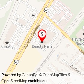 Beauty Nails on Pulaski Highway, Havre de Grace Maryland - location map