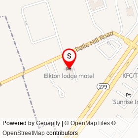 Elkton lodge motel on Belle Hill Road, Elkton Maryland - location map