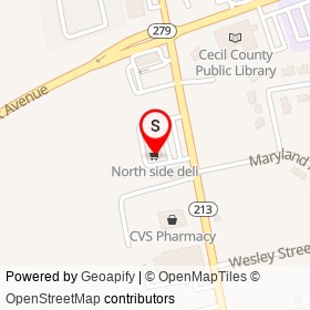 North side deli on North Bridge Street, Elkton Maryland - location map
