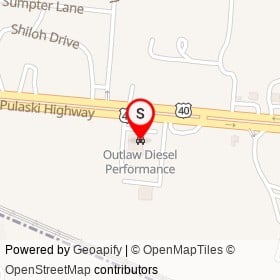 Outlaw Diesel Performance on West Pulaski Highway, Elkton Maryland - location map